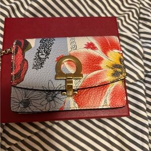 Salvatore Ferragamo Floral Card Holder Key Chain